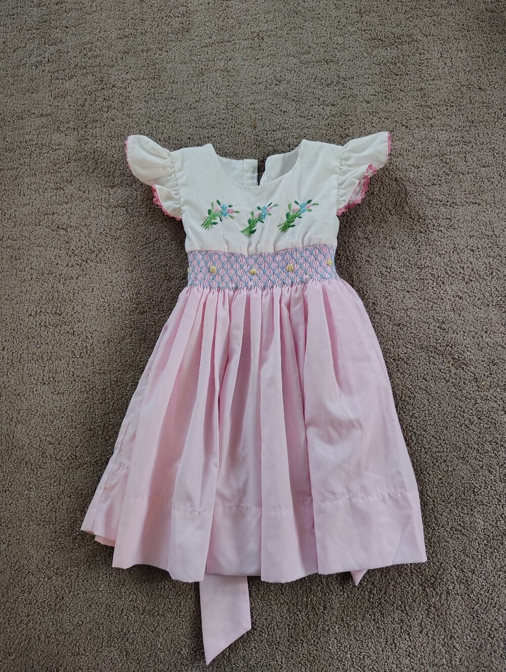 Baby Girls Smocked Sundress With Ric Rac Sleeves